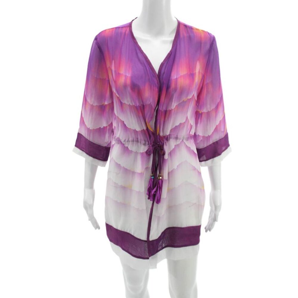 Dolcessa Swimwear Womens Purple Ombré Polyester Blend Cover Up Size L